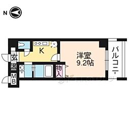 パルティール藤2 1Kの間取図画像
