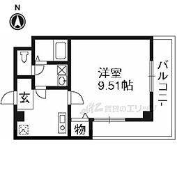 エリーフラッツ上桂 1Kの間取図画像