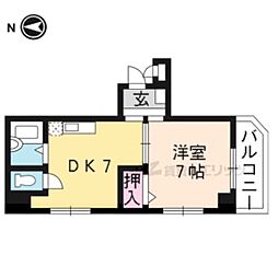ラフィーネ四条堀川 1DKの間取図画像