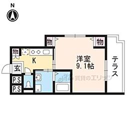 グリーンヒル冷泉通 1Kの間取図画像