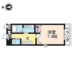 プラリア竹田 1Kの間取図画像