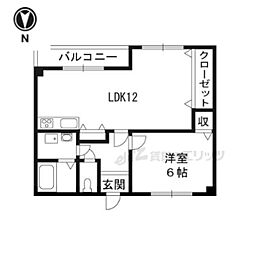 リッシェ嵐山 1LDKの間取図画像