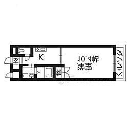 グランディア上桂 1Kの間取図画像