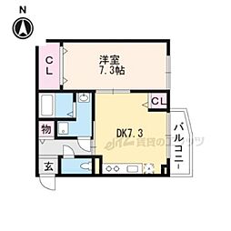 アロッジオ紫野 1DKの間取図画像