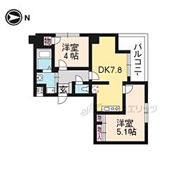 楽slieu 2DKの間取図画像