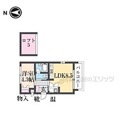 パークサイドミブ 1LDKの間取図画像