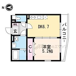 ケーティアイレジデンス桃山 1DKの間取図画像