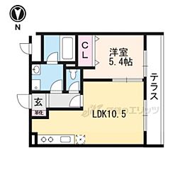 フォース桂 1LDKの間取図画像