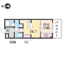 アーバネックス東山三条 1DKの間取図画像