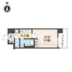 アクアプレイス京都千本丸太町 1Kの間取図画像