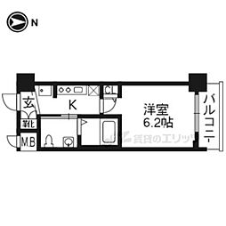 エステムプラザ京都聚楽第雅邸 1Kの間取図画像