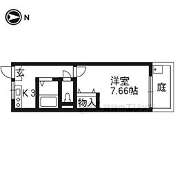 クレセントヤナギ 1Kの間取図画像