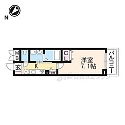 ブライトアイリス 1Kの間取図画像
