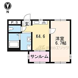 ビッグバーンズ両替町 1DKの間取図画像