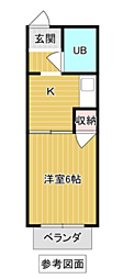 サンハウス 1Kの間取図画像
