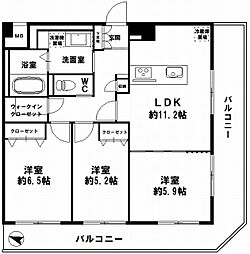 シャンピア阿波座 3LDKの間取図画像