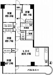グランドメゾン靱 4LDKの間取図画像