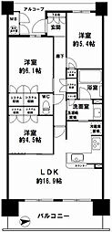 阿波座ライズタワーズマーク20 3LDKの間取図画像