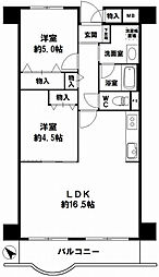 朝日プラザ長堀西 2LDKの間取図画像