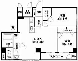 アルタス北堀江 2LDKの間取図画像