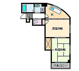 メゾン由紀 2階2Kの間取り
