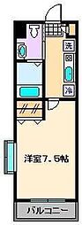 第7コーポサンフラワー 1Kの間取図画像