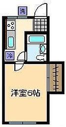 田村荘 1Kの間取図画像