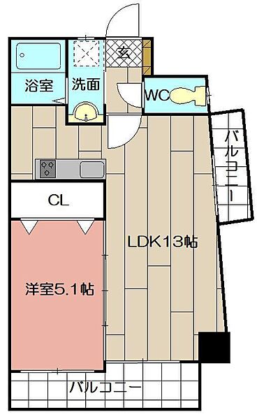 THE　SQUARE・Suite Residence 301｜福岡県北九州市小倉北区大田町(賃貸マンション1LDK・3階・40.71㎡)の写真 その2