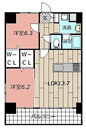 ザスクエアプラチナレジデンス 2LDKの間取図画像