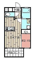 studie4小倉離宮 1LDKの間取図画像