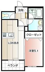 プレステージ森下 1LDKの間取図画像