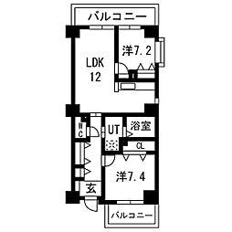 アクティ目黒駅前1号棟 2LDKの間取図画像