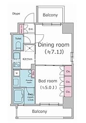 PARKFLATS渋谷代官山 1LDKの間取図画像