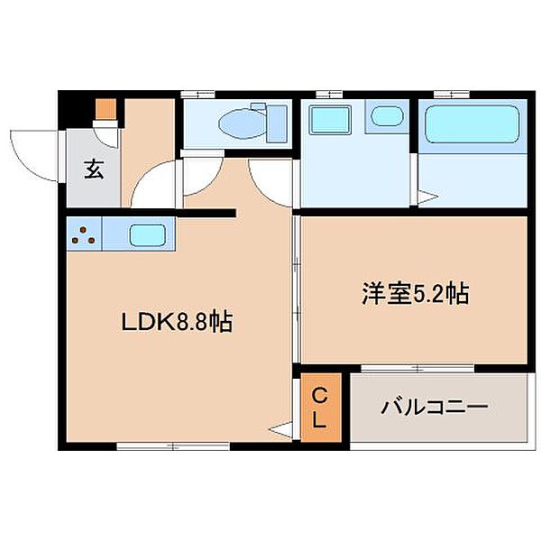 奈良県大和郡山市東岡町(賃貸アパート1LDK・2階・35.52㎡)の写真 その2