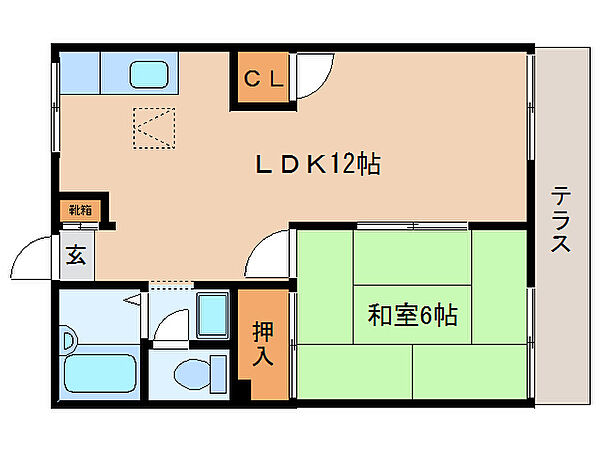 奈良県大和郡山市冠山町(賃貸アパート1LDK・1階・38.88㎡)の写真 その2