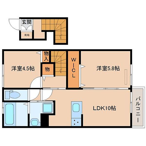 ドルフV ｜奈良県奈良市宝来4丁目(賃貸アパート2LDK・2階・55.02㎡)の写真 その2