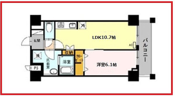 シャルム亀戸 ｜東京都江東区亀戸7丁目(賃貸マンション1LDK・3階・42.73㎡)の写真 その2