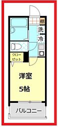 メルディア東向島 2階1Kの間取り