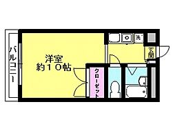 武蔵グリーンハイツ2 1Kの間取図画像