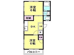 井田ハイツ 2DKの間取図画像