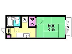 コーポ西原 1Kの間取図画像
