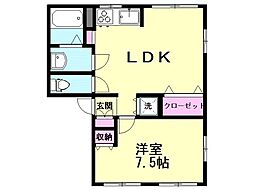 シティハイムリツリン 1LDKの間取図画像