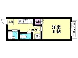 ローゼ欅 1Kの間取図画像