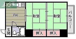 富田町共同ビル 2DKの間取図画像