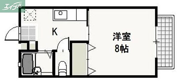 岡山県岡山市北区津島東4丁目(賃貸アパート1K・1階・26.50㎡)の写真 その2