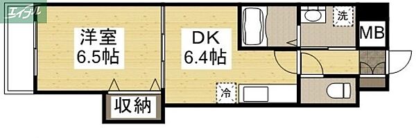 岡山県岡山市北区中央町(賃貸マンション1DK・7階・31.00㎡)の写真 その2