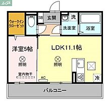 岡山県岡山市北区番町1丁目（賃貸アパート1LDK・1階・40.04㎡） その2