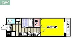 JR山陽本線 岡山駅 徒歩12分の賃貸マンション 3階1Kの間取り
