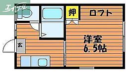 JR津山線 法界院駅 徒歩20分の賃貸アパート 1階1Kの間取り