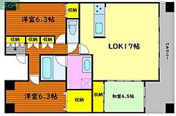 ポレスターガーデンシティ清心 3LDKの間取図画像